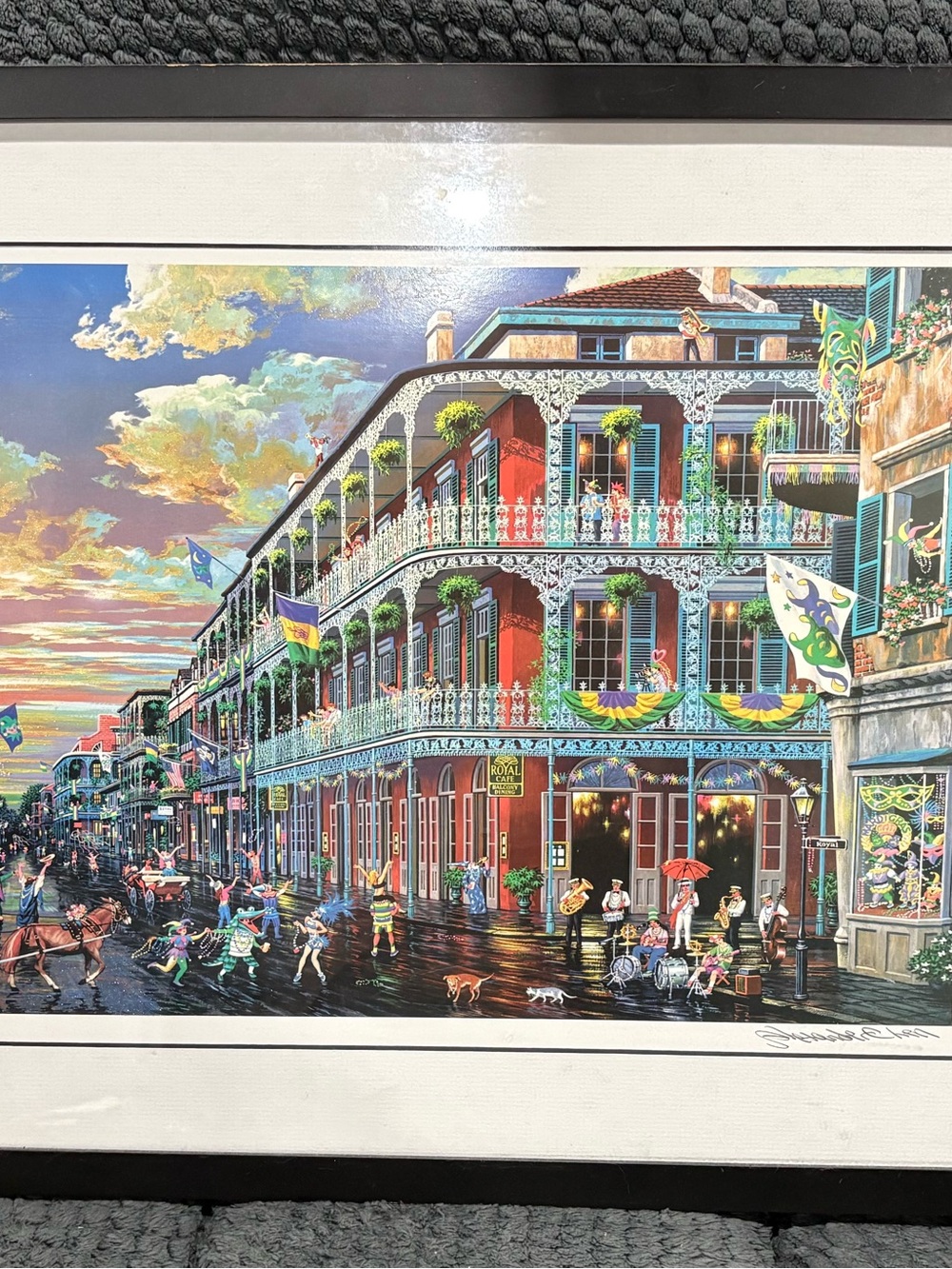 Vibrant Red New Orleans Street Scene Art Print by